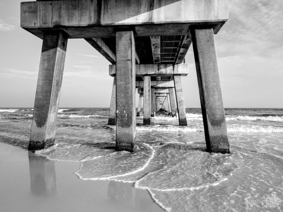 Gulf Shores Tides Under The Pier Grayscale