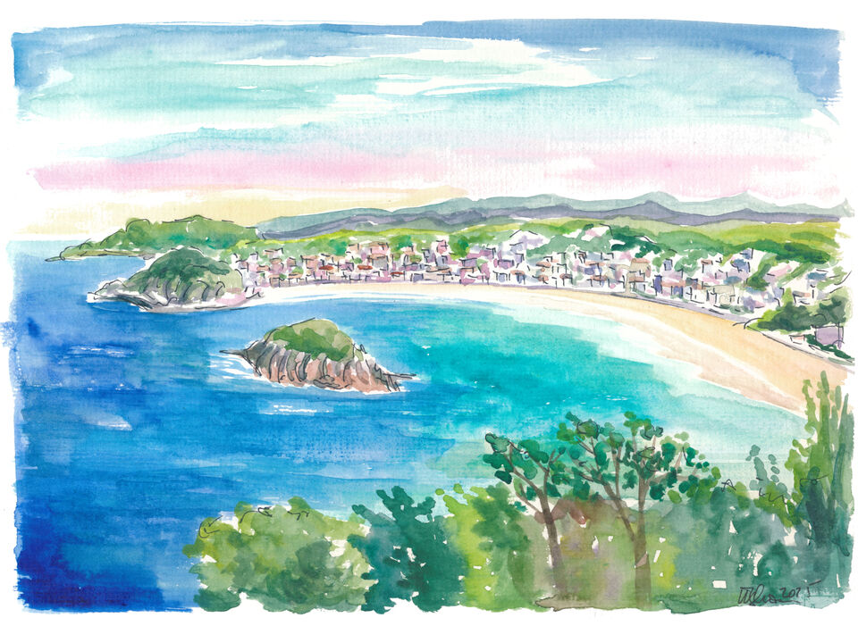 Sunlit San Sebastián Bay with Sparkling Sea Views