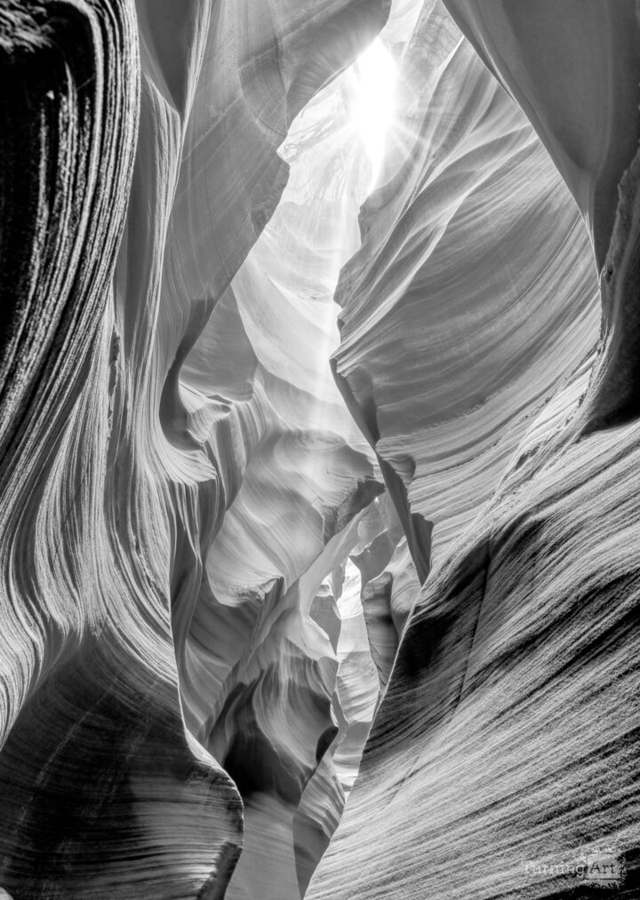 Slot Canyon Radiance Grayscale