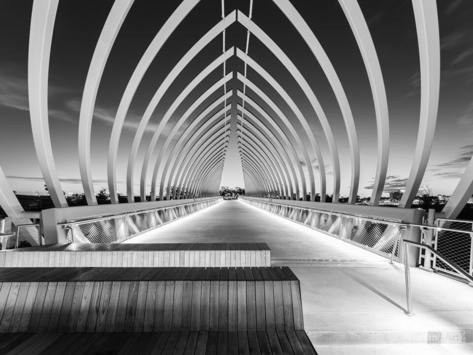 Glowing Twilight At Farnam Pier Grayscale