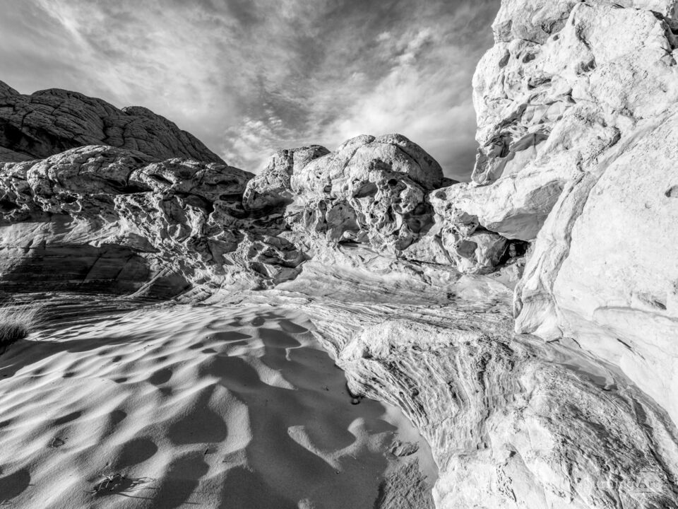 Sunlit Sandstone At White Pocket AZ Grayscale