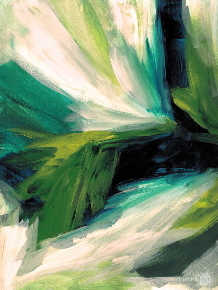 DELUGE 1 COOL JUNGLE ABSTRACT BRUSHSTROKES PAINTING