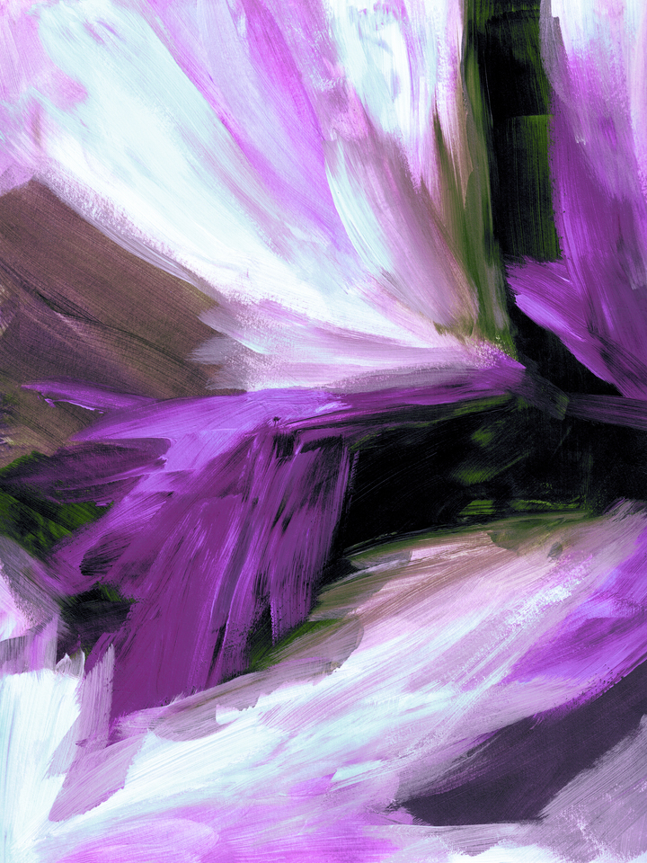 DELUGE 1 AUBERGINE TIDE ABSTRACT BRUSHSTROKES PAINTING