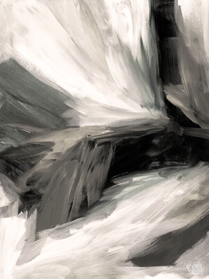 DELUGE 1 GREYSCALE NEUTRAL ABSTRACT BRUSHSTROKES PAINTING