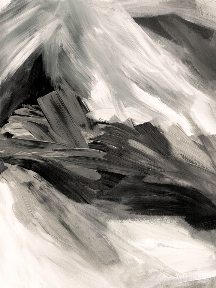 DELUGE 2 GREYSCALE NEUTRAL ABSTRACT BRUSHSTROKES PAINTING