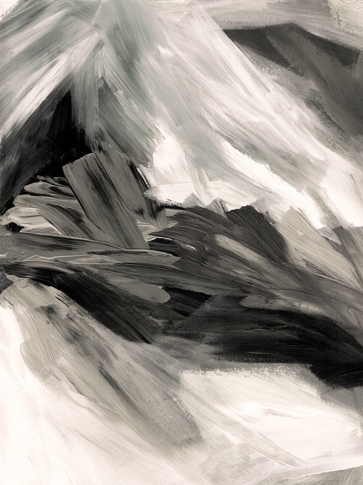 DELUGE 2 GREYSCALE NEUTRAL ABSTRACT BRUSHSTROKES PAINTING