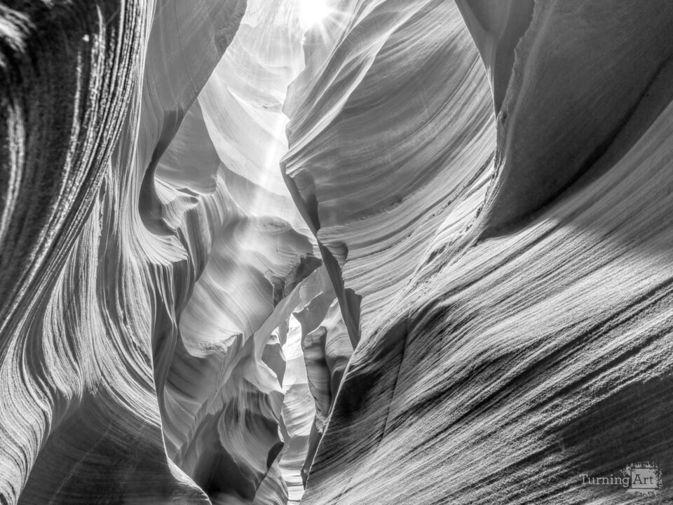 Sacred Light Secret Slot Canyon Grayscale