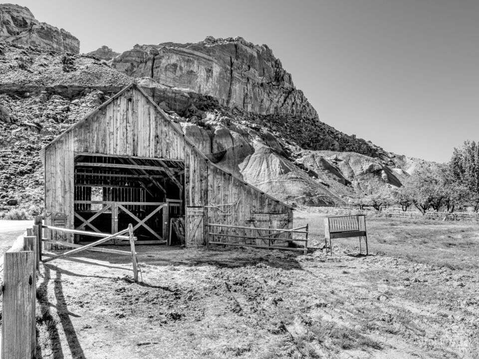 Barn Capitol Reef National Park Grayscale