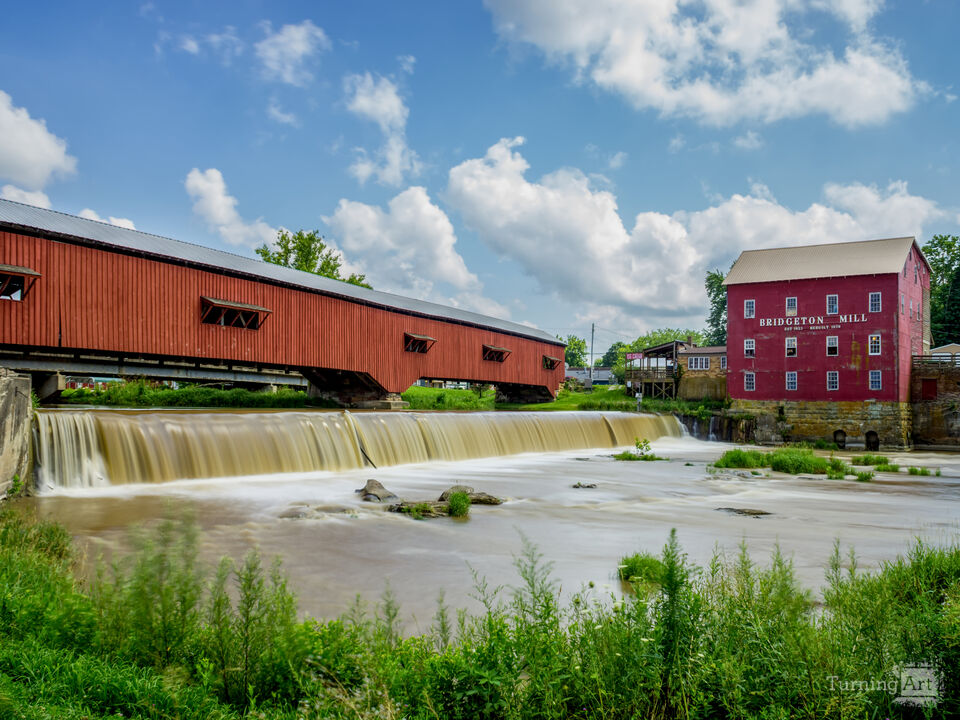Bridgeton Covered Bridge And Mill Moving Waters