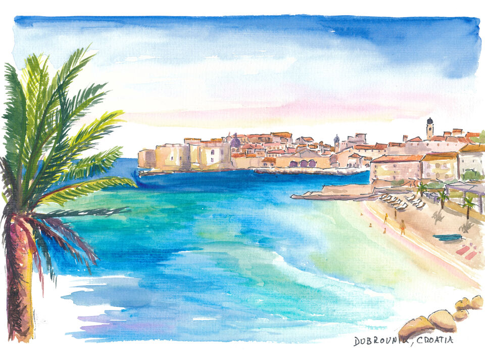 Banje Beach View of Dubrovnik Old Town