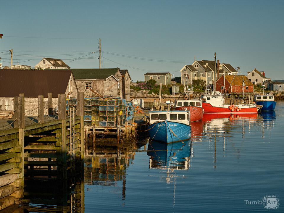 Colorful Red & Blue Lobster Boats in Peggy's Cove