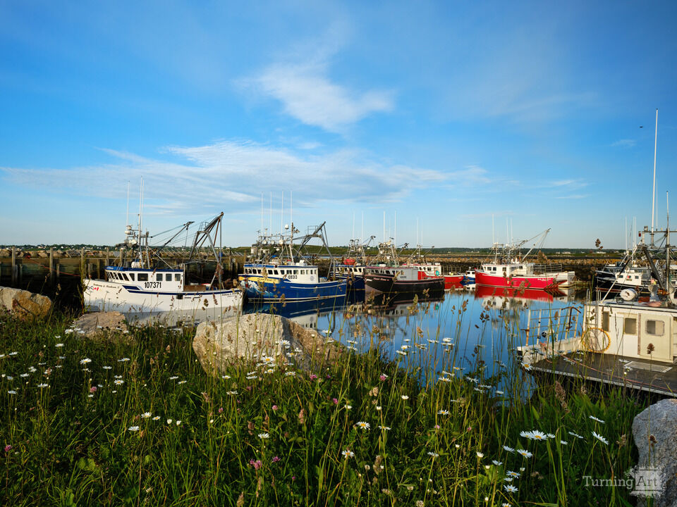 Fishing Trawlers at Sunset
