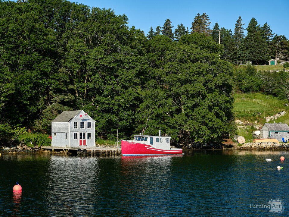 Red Colorful Lobster Boat Bouteliers Cove Canada