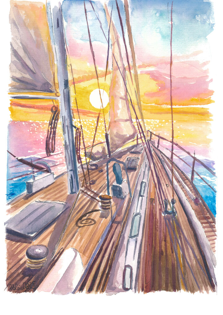 Sailing Yacht Foredeck Facing Flames