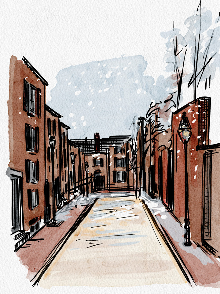 First Snow in Beacon Hill