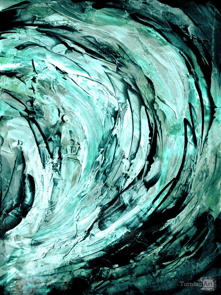 ON COURSE, INVERTED 4 ABSTRACT SPLASH WAVES PAINTING