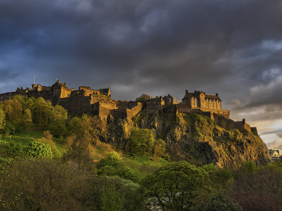 Edinburgh Castle At Sunset In Scotland