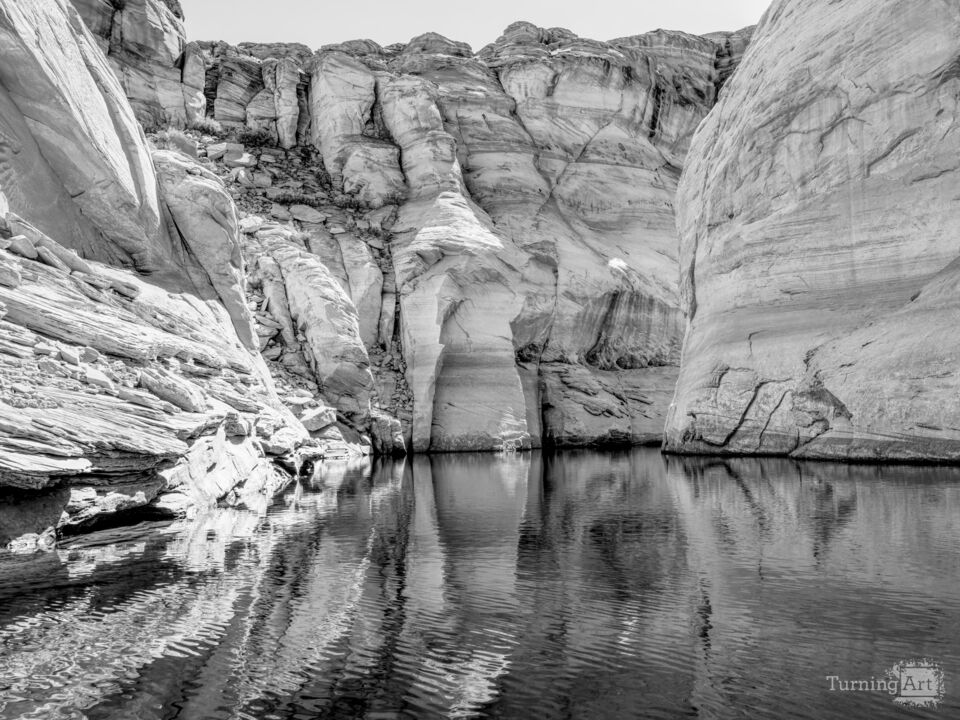 Antelope Canyon Waterway View Grayscale