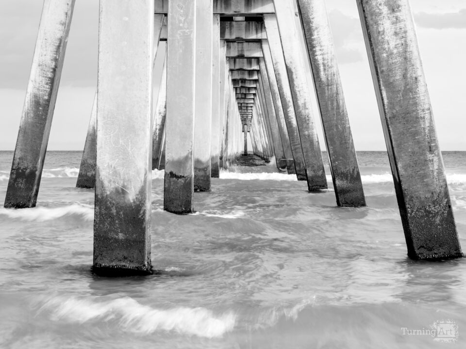 Warm Light Under Navarre Pier Grayscale