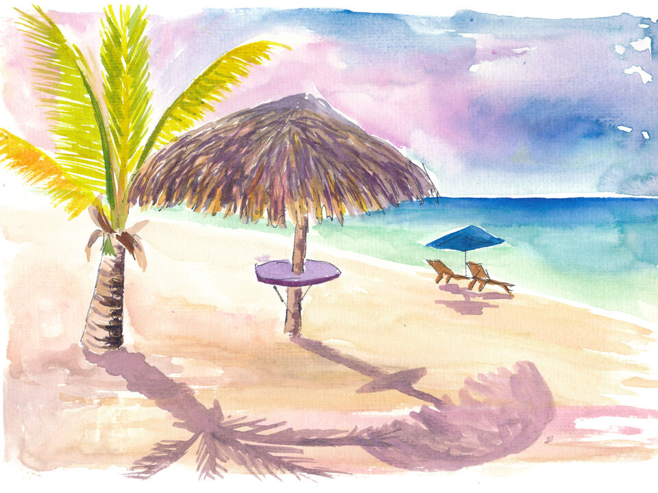 Cozumel Mexico Shores with Tropical Umbrellas