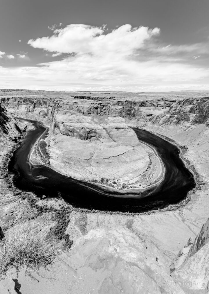 Horseshoe Bend Arizona Afternoon Vertical BW
