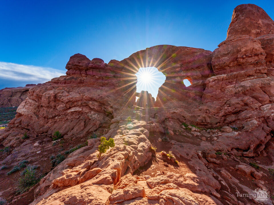 Sunburst Coming Through Turret Arch