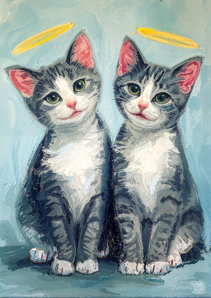 Gray and White Kitty Angels