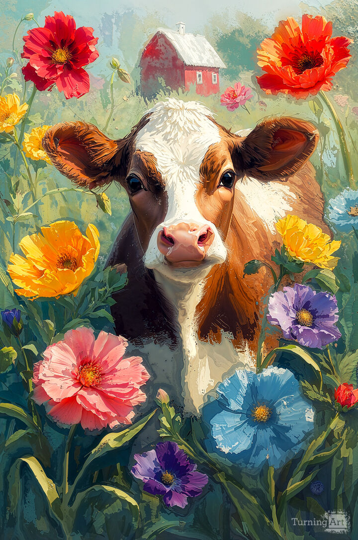 Brown and White Moo Cow - Little Red Barn