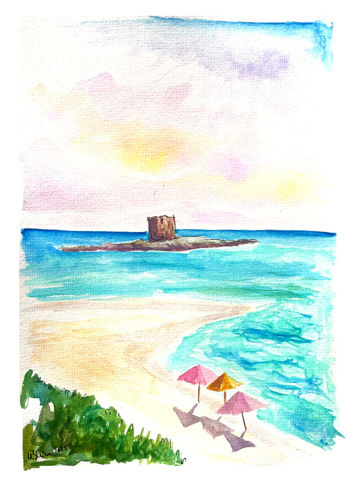Stintino La Pelosa Ancient Coastal Tower Beach