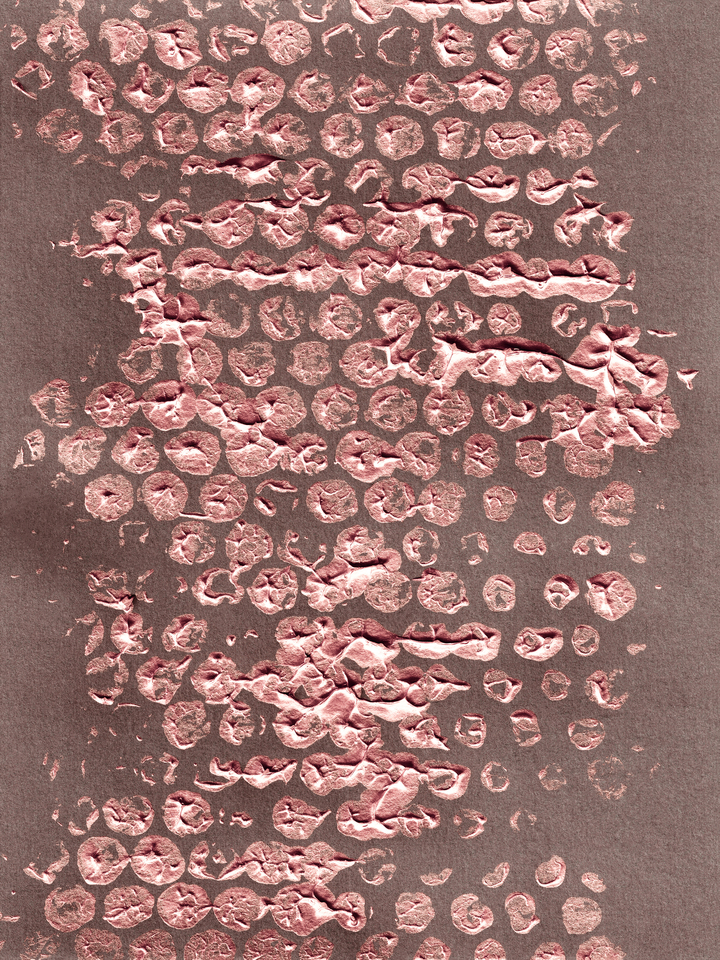 BLOTS AND DOTS 1 METALLIC ROSE GOLD ABSTRACT PATTERN (DIPTYCH)