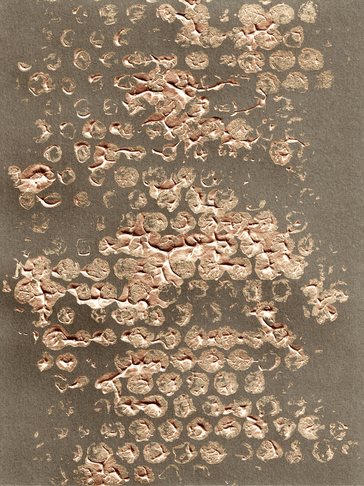 BLOTS AND DOTS 2 METALLIC GOLD TAN TAUPE ABSTRACT PATTERN (DIPTYCH)