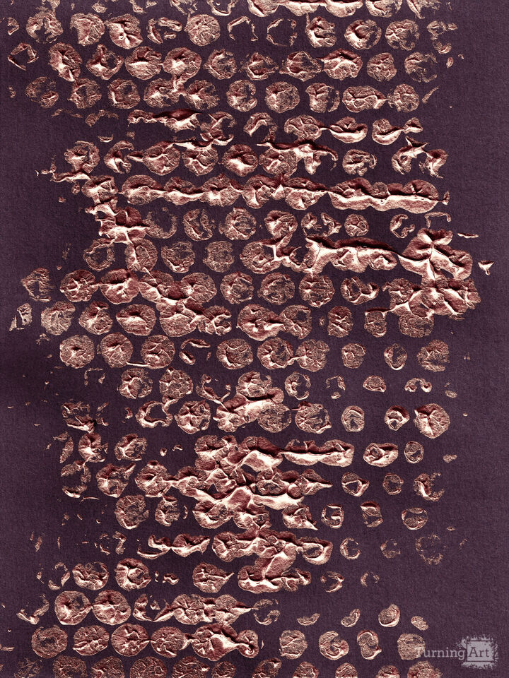 BLOTS AND DOTS 1 METALLIC ROSE GOLD PLUM PURPLE ABSTRACT PATTERN (DIPTYCH)