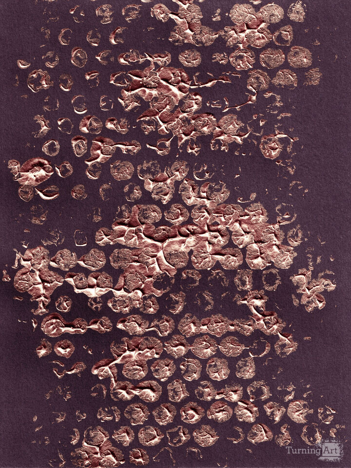 BLOTS AND DOTS 2 METALLIC ROSE GOLD PLUM PURPLE ABSTRACT PATTERN (DIPTYCH)