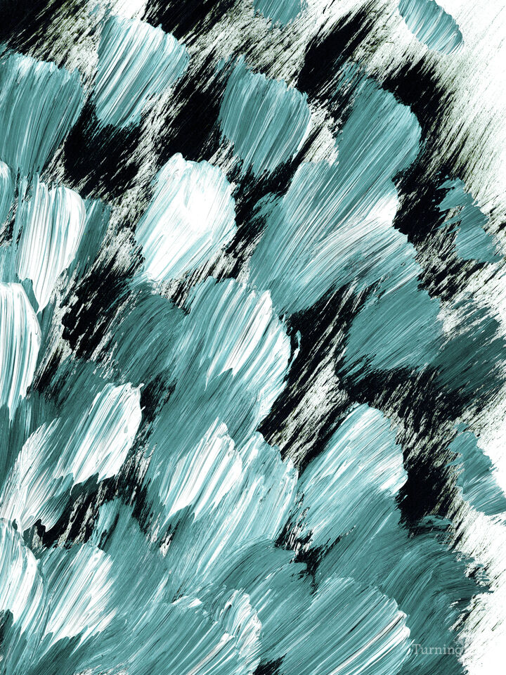 PANACHE TEAL BLUE - ABSTRACT SPLASH WAVES PAINTING
