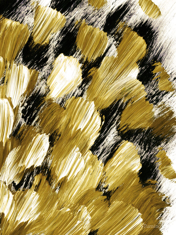 PANACHE GOLDEN YELLOW OCHRE - ABSTRACT SPLASH WAVES PAINTING