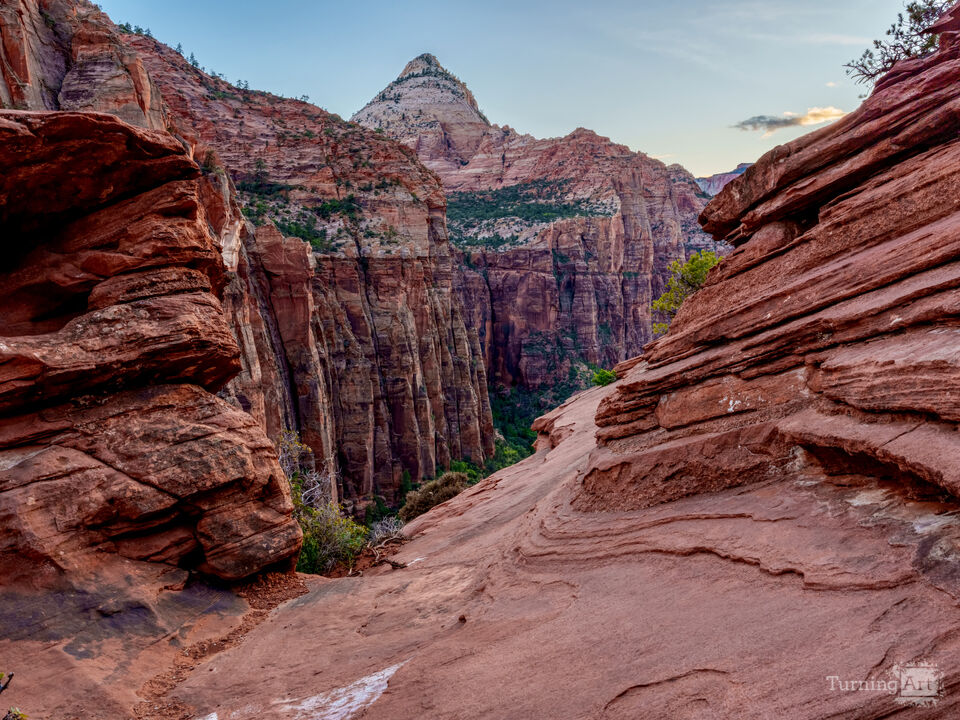 Zion Canyon Overlook Mountain Over Rocks