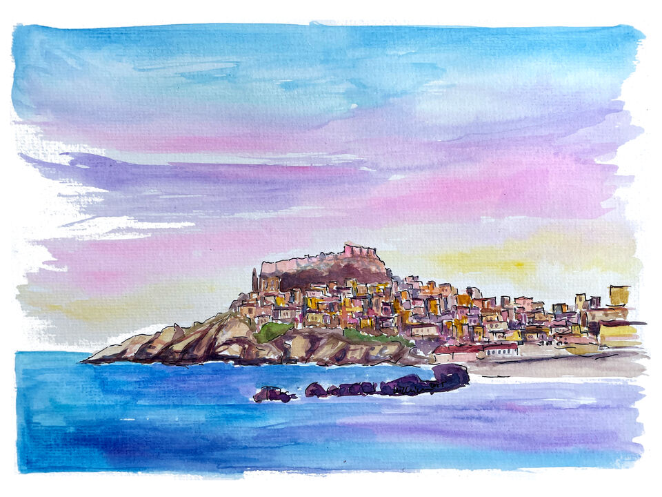 Castelsardo Old Town and Castle View from Port