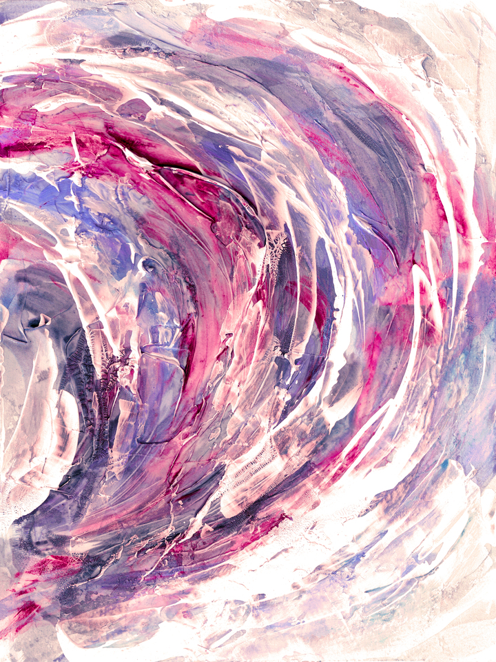 ON COURSE 1 PINK PURPLE - SPLASH FLOWING WAVES PAINTING