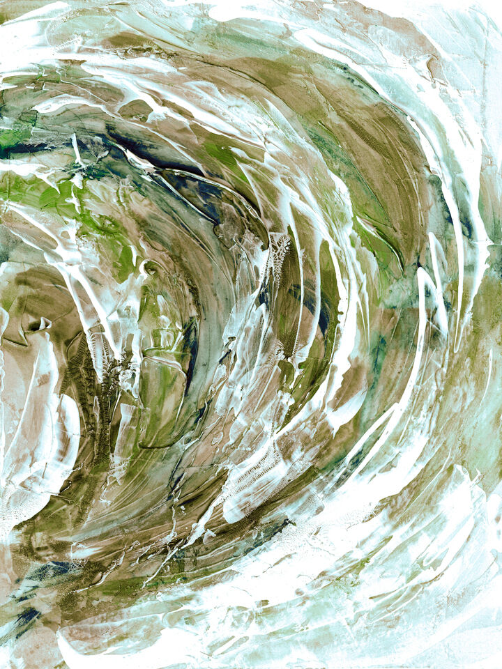 ON COURSE 5 RUSTIC GREEN TAUPE - SPLASH FLOWING WAVES PAINTING