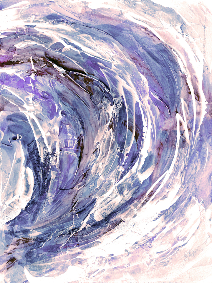 ON COURSE 8 LAVENDER PERIWINKLE PURPLE - SPLASH FLOWING WAVES PAINTING