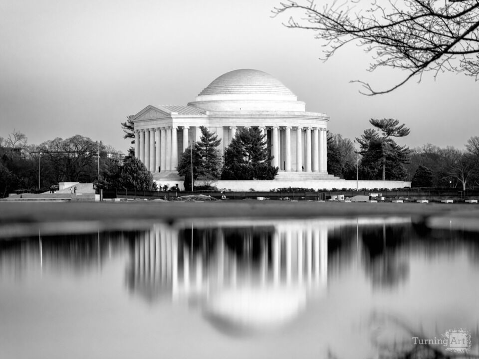 Jefferson Memorial Reflection, Black and White