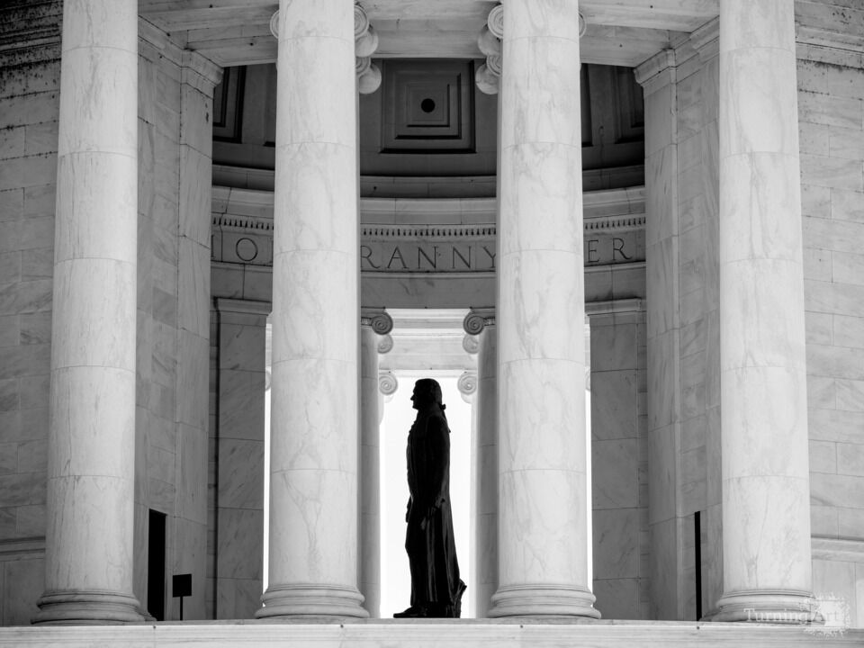 Jefferson Memorial Statue and Columns West Portico
