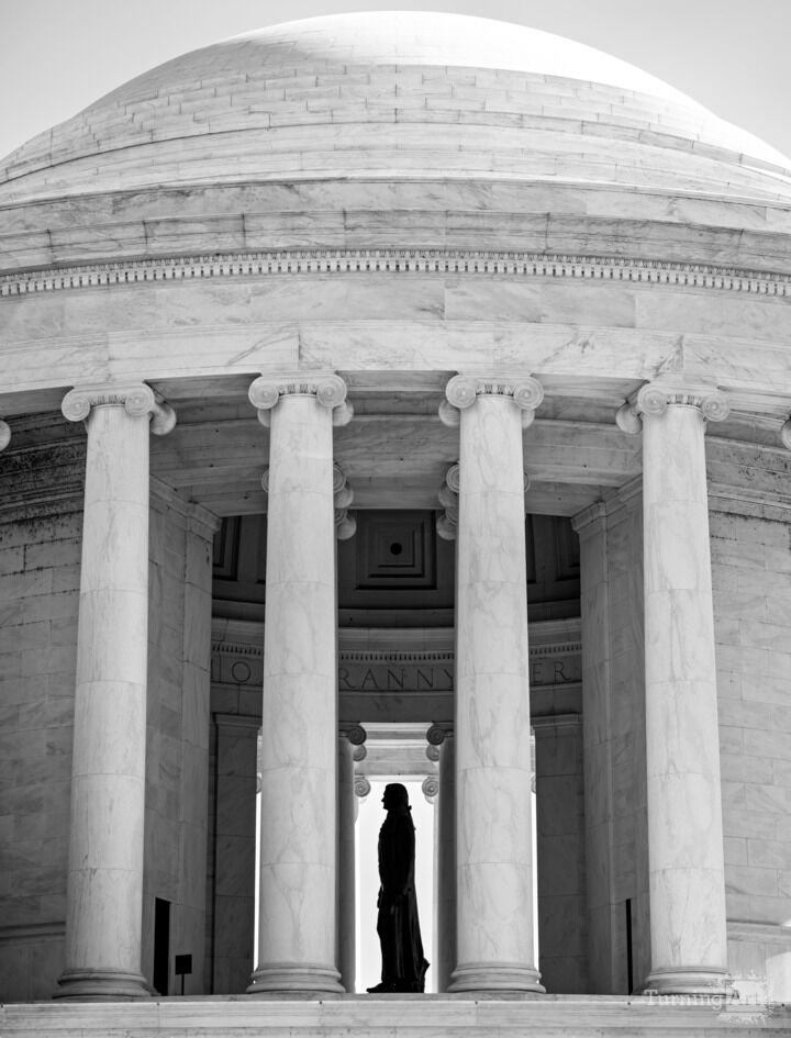 Jefferson Memorial Statue and Dome Black and White