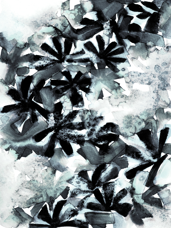 SNOWY STARS 8 NEUTRAL FLORAL ABSTRACT WATERCOLOR PAINTING