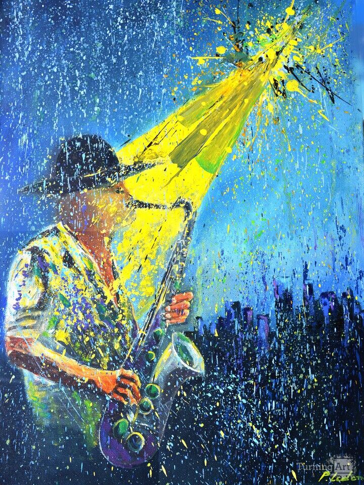 Playing sax in the rain 