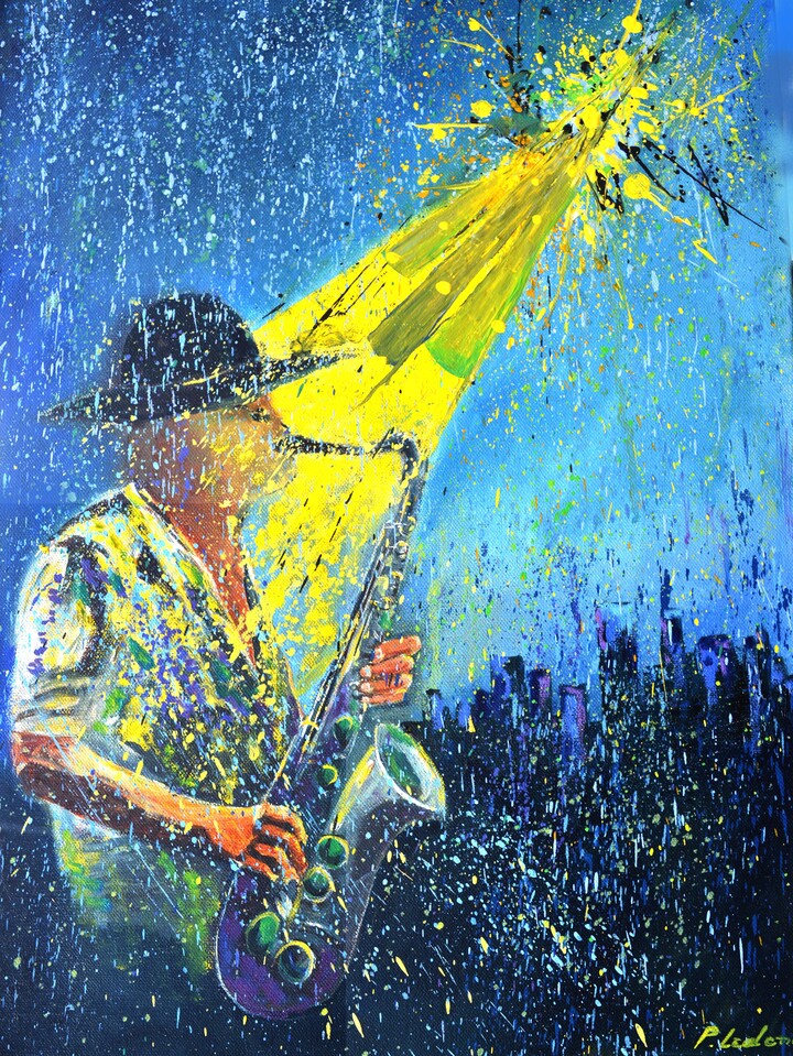 Playing sax in the rain 