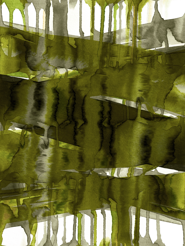 BALANCING ACT, AVOCADO - CONTEMPORARY ABSTRACT PAINTING