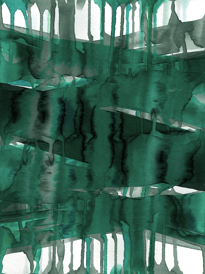 BALANCING ACT, EMERALD TEAL - CONTEMPORARY ABSTRACT PAINTING