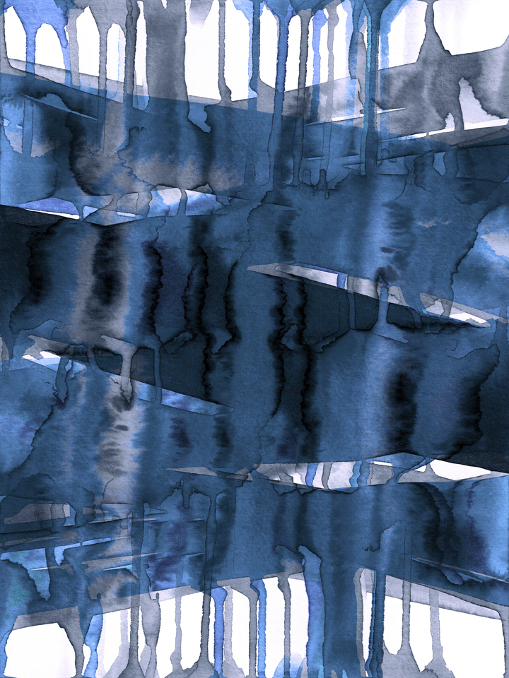 BALANCING ACT, INDIGO BLUE - CONTEMPORARY ABSTRACT PAINTING