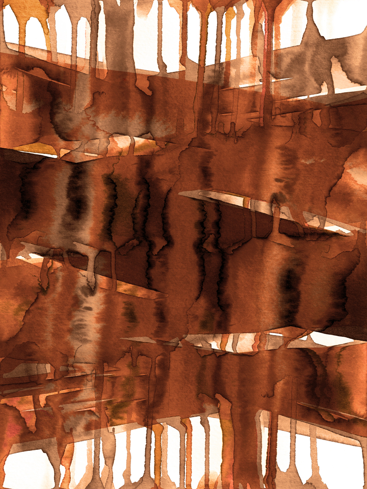 BALANCING ACT, RUST ORANGE - CONTEMPORARY ABSTRACT PAINTING